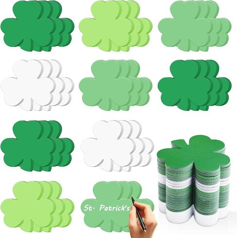 Geyee 36 Pcs St. Patrick's Day Sticky Notes for Kids Bulk 1080 Sheet Shamrock Shaped Sticky Notepads Green White Lucky Irish Clover Memo Pads for School Office St. Patrick's Day in Saudi Arabia