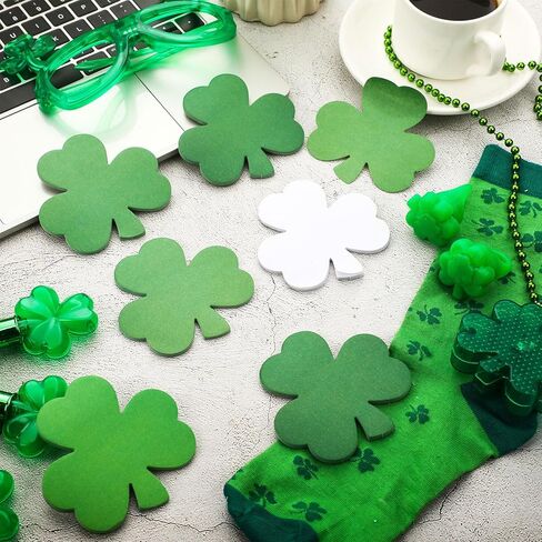Geyee 36 Pcs St. Patrick's Day Sticky Notes for Kids Bulk 1080 Sheet Shamrock Shaped Sticky Notepads Green White Lucky Irish Clover Memo Pads for School Office St. Patrick's Day in Saudi Arabia