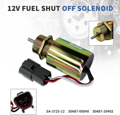 12VDC Fuel Shut Off Solenoid SA-3725-12 Compatible with Mitsubishi L2E L3E S3L S4L Engine, Compatible with Volvo EC15 Toro 223D Mahindra Max 28 Tractor, Replaces 30A87-00040 30A87-20402 in Saudi Arabia