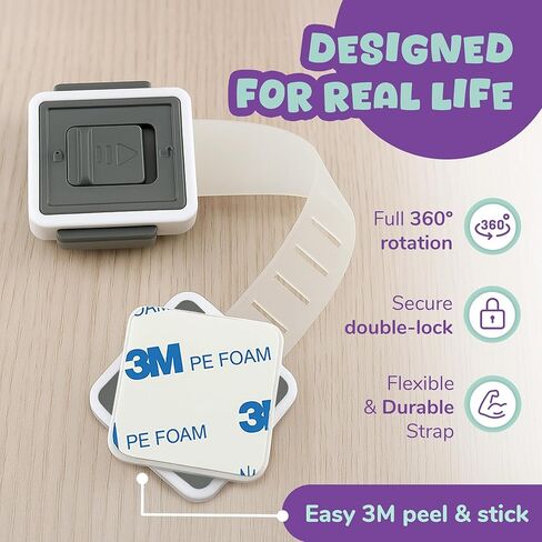 4 Pack Multi-Use Cabinet Locks for Babies - Child Proof Cabinet Latches - Baby Proofing Safety Straps for Fridge, Drawers, Dishwasher, Toilet, Cupboard, Oven, Trash Can, Adhesive No Drilling in Saudi Arabia