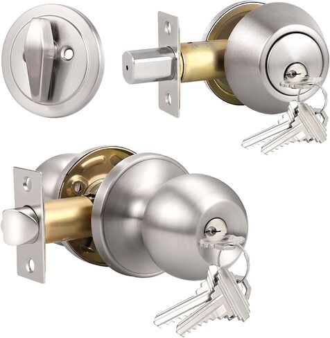 مقبض الباب الخارجي Knobonly Keyed Alike، قفل دائري خارجي مع مسمار من جانب واحد، فولاذ مقاوم للصدأ، مقابض أبواب سوداء غير لامعة، مجموعات مقابض أبواب سوداء، 4 عبوات in Kuwait