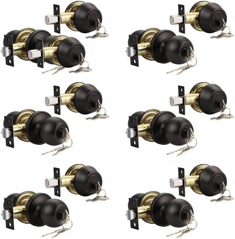 مقبض الباب الخارجي Knobonly Keyed Alike، قفل دائري خارجي مع مسمار من جانب واحد، فولاذ مقاوم للصدأ، مقابض أبواب سوداء غير لامعة، مجموعات مقابض أبواب سوداء، 4 عبوات in Kuwait