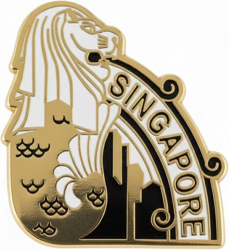 دبوس المينا Vagabond Heart Singapore - شارة دبوس طية صدر السترة من المينا الصلب تذكارية Merlion - دبوس سفر معدني لقبعة سترة الظهر - هدية قابلة للجمع للمسافرين الرجال والنساء - 1.25 بوصة من المطاط بمقبض خلفي in Saudi Arabia