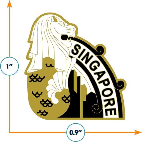 دبوس المينا Vagabond Heart Singapore - شارة دبوس طية صدر السترة من المينا الصلب تذكارية Merlion - دبوس سفر معدني لقبعة سترة الظهر - هدية قابلة للجمع للمسافرين الرجال والنساء - 1.25 بوصة من المطاط بمقبض خلفي in Saudi Arabia
