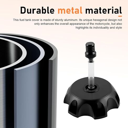 Motorcycle Fuel Tank Cap, 50-250 CC Hexagonal CNC Fuel Cap, Alloy Leak-proof Cover with Vent Breathing Valve Oiler, for Most Dirt Bikes Pit Bikes Motorcycles (Black) in Saudi Arabia