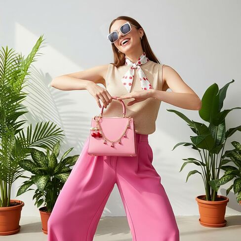 3 Pcs Cherry Bag Charm Set Women Cherry Keychain Gold Double Buckle Key Pendant and Skinny Hair Scarf Trendy Purse Accessories in Saudi Arabia