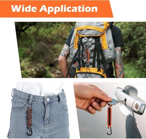 24 Pack Paracord Keychain with Carabiner Braided Lanyard Key Chain Carabiner Clip for Keys Backpack Paracord Keychain Ring for Men Women Heavy Duty Hook for Outdoor Survival Camping Hiking (6 Colors) in Saudi Arabia