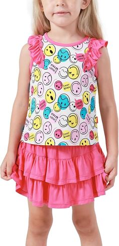 Bamboo Viscose Toddler Girls 2 piece Outfits Summer Sleeveless Girls Skirt Set in Saudi Arabia