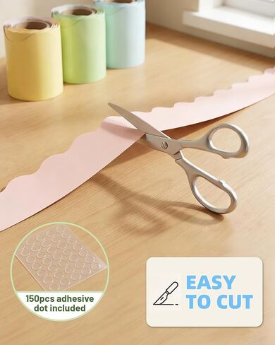 6 رولز بوهو حواف لوحة الإعلانات - حافة ملونة على شكل صدفي للفصل الدراسي، الطول الإجمالي 240 قدم، ديكورات لوحة إعلانات مقاومة للماء للفصل الدراسي، المدرسة، المنزل، المكتب، السبورة (6 تصميمات) in Kuwait