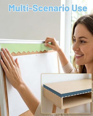 6 رولز بوهو حواف لوحة الإعلانات - حافة ملونة على شكل صدفي للفصل الدراسي، الطول الإجمالي 240 قدم، ديكورات لوحة إعلانات مقاومة للماء للفصل الدراسي، المدرسة، المنزل، المكتب، السبورة (6 تصميمات) in Kuwait