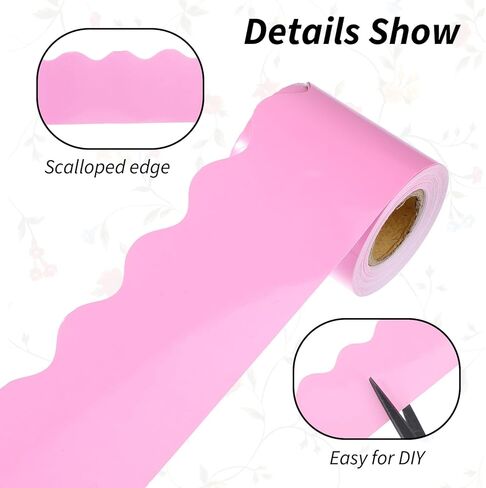 12 لفة من حدود لوحة الإعلانات ذات الصدفي، زخرفة ملونة للفصل الدراسي بطول 393 قدمًا، حدود زخرفية للسبورة البيضاء، لوحة الفلين، ديكورات الجدران والحفلات in Kuwait