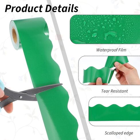 12 لفة من حدود لوحة الإعلانات ذات الصدفي، زخرفة ملونة للفصل الدراسي بطول 393 قدمًا، حدود زخرفية للسبورة البيضاء، لوحة الفلين، ديكورات الجدران والحفلات in Kuwait
