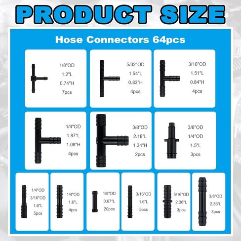6PCS 5Ft Silicone Vacuum Hose Automotive Kit,ID 3/8",5/16",1/4",3/16",5/32",1/8" Vacuum Lines Automotive with Tee/Straight/Reducer Connector & Clamps,Professional Vacuums Line Kit in Saudi Arabia