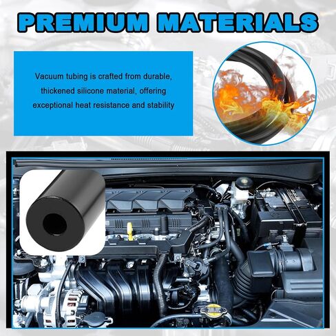 6PCS 5Ft Silicone Vacuum Hose Automotive Kit,ID 3/8",5/16",1/4",3/16",5/32",1/8" Vacuum Lines Automotive with Tee/Straight/Reducer Connector & Clamps,Professional Vacuums Line Kit in Saudi Arabia