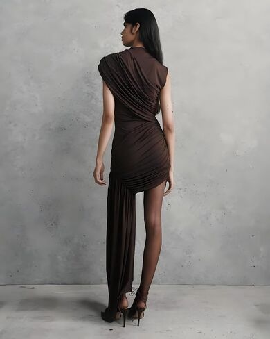Ophestin Women's Sleeveless Ruched Bodycon Mini Dress Irregular Sexy Elegant Flowy Cocktail Party Club Dresses in Kuwait