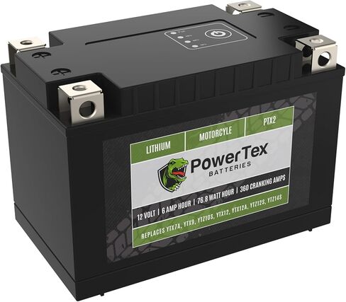 بطارية ليثيوم Powertex للدراجات النارية PTX1 تحل محل YTX4L-BS، YTX5L-BS، YTX7L-BS، YTZ5S، YTZ7S، وYTZ8V - BMS، 210 CCA، تشغيل داخلي، تصميم 4 محطات، أداء عالي وبطارية خفيفة الوزن in Kuwait