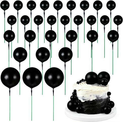 30Pcs Ball Cake Toppers Navy Blue Cake Balls Decorations For Wedding Baby Shower Birthday Party Foam Ball Shaped Cake Picks in Saudi Arabia