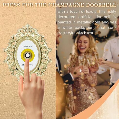 Vintage Champagne Themed Doorbell Sign, Retro Decorative Wall Plaque with Press for Bubbles Text, Metal Doorbell Button Ornament for Home Bar Party in Kuwait