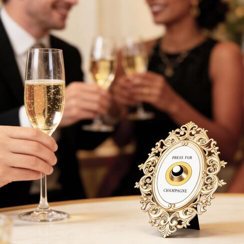 Vintage Champagne Themed Doorbell Sign, Retro Decorative Wall Plaque with Press for Bubbles Text, Metal Doorbell Button Ornament for Home Bar Party in Kuwait