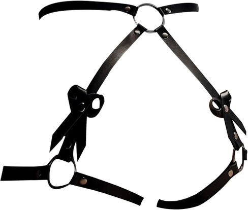Adjustable Body Chain Harness - Faux Leather & Alloy | Sexy Chest Harness Leg Waist Bra Belt Body Chain for Women in Saudi Arabia