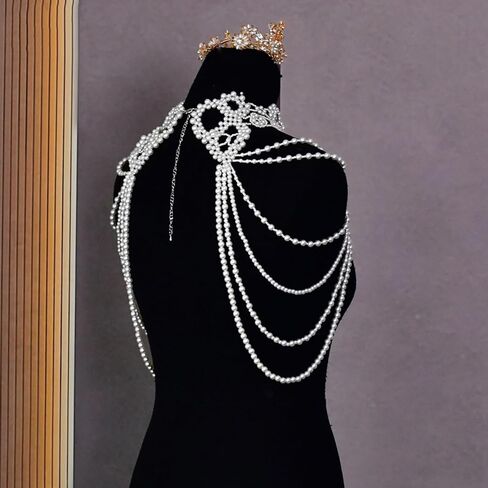 Handcmade Imitation Pearls Shoulder Chain Elegant Body Accessory Jewelry for Women Lady Girls Wearable Body Chain in Saudi Arabia