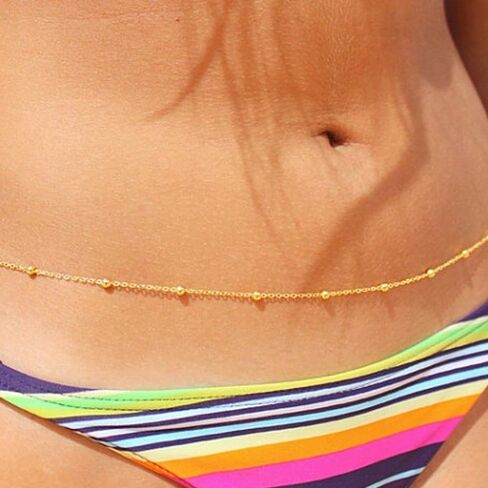 Thin Belly Chain with Small Pearls Delicate Body Jewelry Elegant Waist Chain for Women in Saudi Arabia