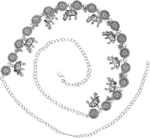 I Jewels Navratri Ethnic Silver Oxidised Adjustable Boho Waist Chain/Belly Chain/Kamarband For Women in Saudi Arabia