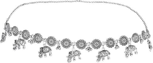 I Jewels Navratri Ethnic Silver Oxidised Adjustable Boho Waist Chain/Belly Chain/Kamarband For Women in Saudi Arabia