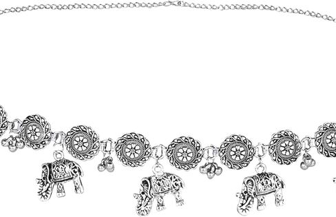 I Jewels Navratri Ethnic Silver Oxidised Adjustable Boho Waist Chain/Belly Chain/Kamarband For Women in Saudi Arabia