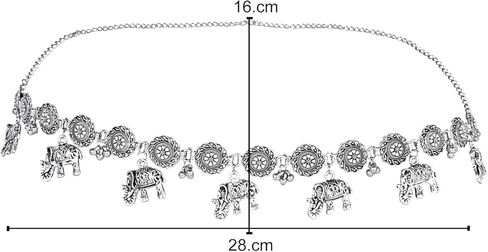 I Jewels Navratri Ethnic Silver Oxidised Adjustable Boho Waist Chain/Belly Chain/Kamarband For Women in Saudi Arabia