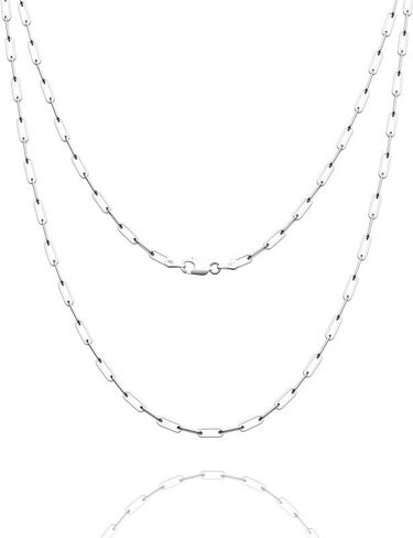 925 Sterling Silver Clasp Paperclip Chain 2/3/4/5mm Necklace for Women Men Silver Link Chain Necklace for Women 16/18/20/22/24/26/30 Inches in Saudi Arabia