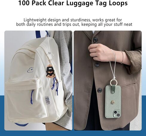 100 عبوة من حلقات بطاقات الأمتعة الشفافة من سيفيليا، بلاستيك غير قابل للكسر، تستخدم على نطاق واسع للهويات الشخصية للنزهات اليومية وبطاقات الأمتعة على الأمتعة in Kuwait