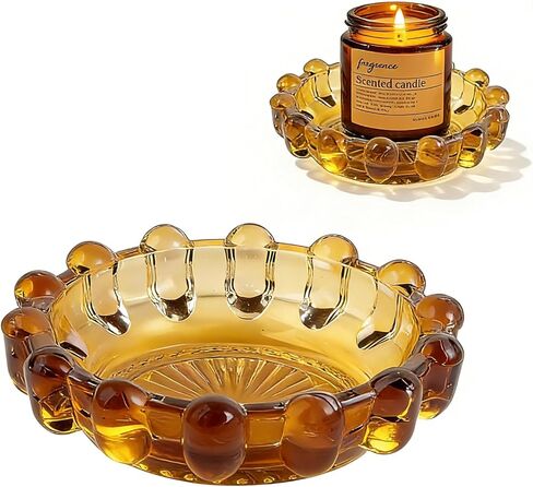 Bubble Glass Candle Dish Chic Large Clear Candle Holder Tray for Home Decor Modern Decorative Plate for Tea Lights Pillar Candles in Kuwait