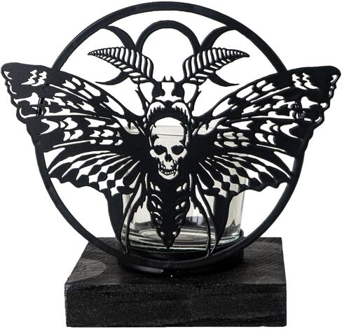 Pacific Giftware Death's Head Moth Tea Light Holder by Alchemy England Detailed Gothic Skull and Moth Design Unique Candle Accessory for Home Decor 5.75" Tall in Saudi Arabia