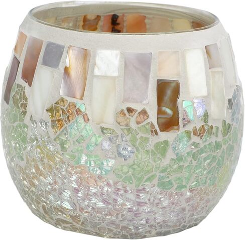 MINGZHE Mosaic Glass Tea Light Holder, Mosaic Glass Tealight Candle Bowl Colorful Tea Light Holder for Wedding Centerpieces Party Home Table Decor in Kuwait