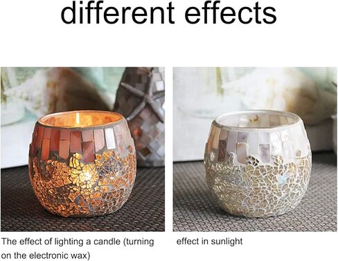 MINGZHE Mosaic Glass Tea Light Holder, Mosaic Glass Tealight Candle Bowl Colorful Tea Light Holder for Wedding Centerpieces Party Home Table Decor in Kuwait