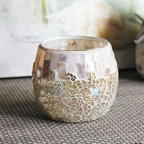 MINGZHE Mosaic Glass Tea Light Holder, Mosaic Glass Tealight Candle Bowl Colorful Tea Light Holder for Wedding Centerpieces Party Home Table Decor in Kuwait