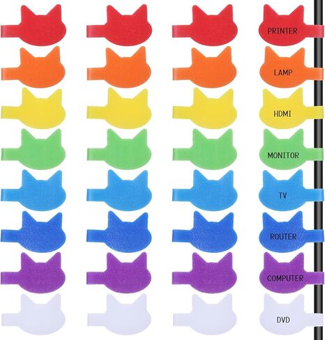 32 PCS Cord Labels for Electronics, Multi-Color Cord Labels Tags, Kitty Head Shape Wire Label for Charging Cords Management and Identification in Saudi Arabia