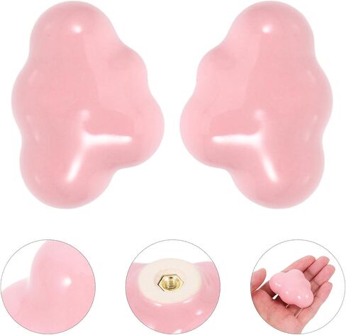 Healifty Cloud Shape Ceramic Drawer Pulls 2pcs Pink ’ Wardrobe Cabinet Knobs Cartoon Furniture Handles for ’s Room Decor in Saudi Arabia