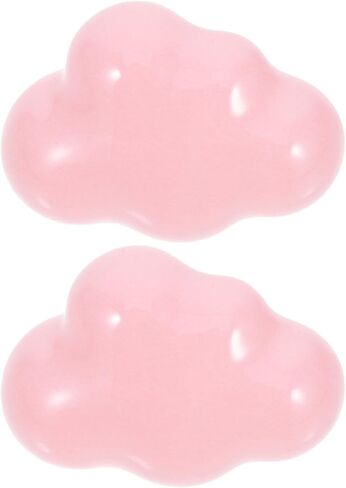 Mikinona Cloud Shape Ceramic Drawer Knobs for ’ Room, Vintage Cabinet Pull Handles Rounded Edges, 2pcs Light Pink Ceramic Wardrobe Door Handles for ’s Furniture in Kuwait