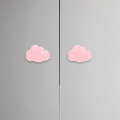 Mikinona Cloud Shape Ceramic Drawer Knobs for ’ Room, Vintage Cabinet Pull Handles Rounded Edges, 2pcs Light Pink Ceramic Wardrobe Door Handles for ’s Furniture in Kuwait