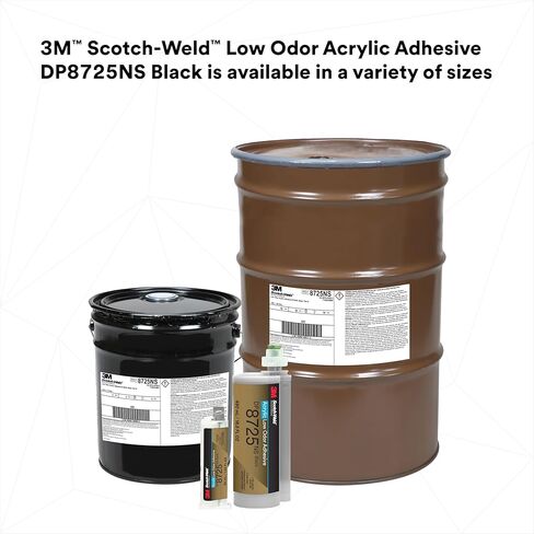 Scotch-Weld Low Odor Acrylic Adhesive 8700, DP8725NS, Improved Formulation for Cold Temperatures, Impact and Peel Strength, Non-Flammable, Black, 45 mL Duo-Pak in Saudi Arabia