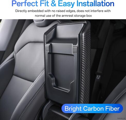 غطاء مسند ذراع وحدة التحكم المركزية لسيارة Tesla Model Y Juniper 2026 2025 وModel 3 Highland 2026 2025 2024، أغطية مسند الذراع ملحقات داخلية لوحدة التحكم، ألياف الكربون الساطعة in Kuwait