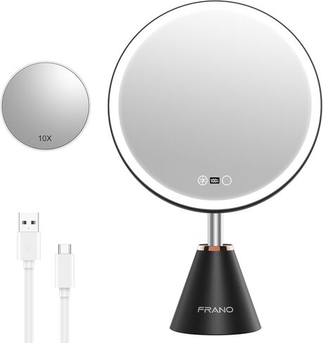 مرآة مكياج احترافية مقاس 10.5 بوصات مزودة بأضواء، ومرآة مكياج عالية الدقة قابلة لإعادة الشحن، وضوء الشمس الحقيقي CRI≥98، و3 أوضاع ألوان وتعتيم بدون خطوات، بقدرة 5000 مللي أمبير في الساعة، وهدايا عيد الحب لها in Kuwait