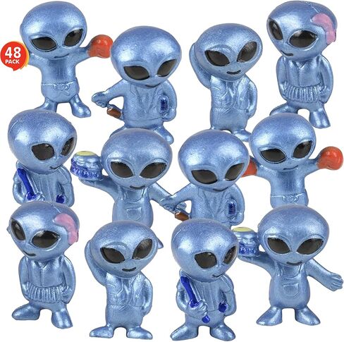 ArtCreativity Vinyl Alien Figurines (48pcs) - Fun Space Party Favors, Assorted UFO Poses, Goodie Bag Fillers in Kuwait