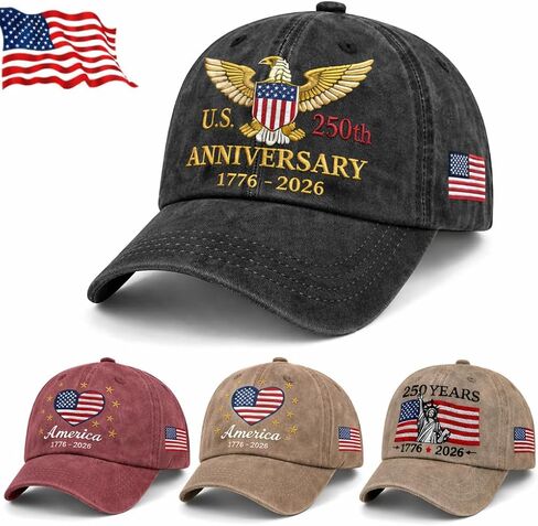 1776-2026 Embroidered USA 250th Anniversary Hat - Patriotic Bald Eagle Baseball Cap Adjustable Vintage Washed for Men Women in Saudi Arabia