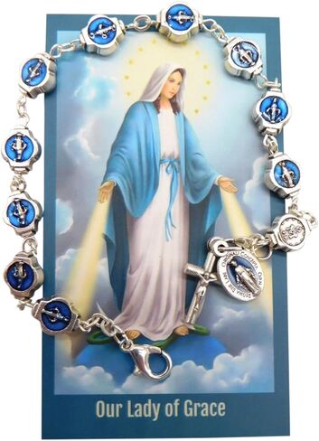 Westmon Works Miraculous Mary Ladies Charm Bracelet Metal Beaded Adjustable Wrist Fashion Set with Holy Card in Saudi Arabia