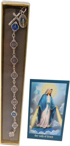 Westmon Works Miraculous Mary Ladies Charm Bracelet Metal Beaded Adjustable Wrist Fashion Set with Holy Card in Saudi Arabia