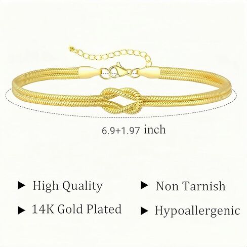 أساور الذهب والفضة للنساء والرجال العصرية 14K (أبيض) مطلية بالذهب عقدة أساور سوار ذهب لذيذ غير تشويه مجوهرات مقاومة للماء in Kuwait