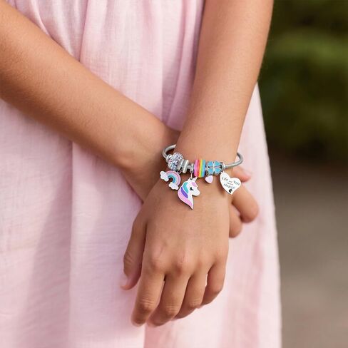 Unicorn Charm Bracelet for Women Colorful CZ Beaded Unicorn Bracelet Birthday Gifts for Daughter Granddaughter Niece in Saudi Arabia